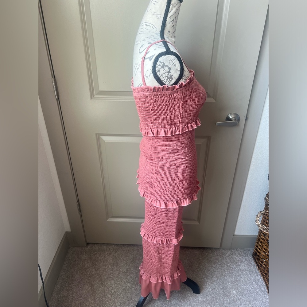 Mable Daphne Smocked Ruffle Midi Dress - Picture 5 of 11